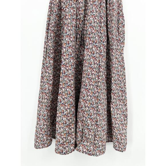 Anthropologie OPT Scilla Midi Dress Floral Ruffle V-Neck Smocked, Purple/ Red - Picture 6 of 11